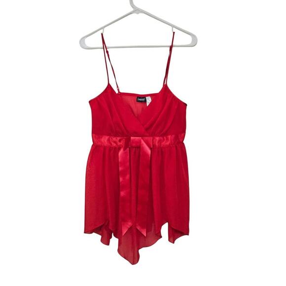 Frederick's of Hollywood Tops - Y2K Frederick's of Hollywood Red Babydoll Lingerie V-Neck Top Sheer Sz XL